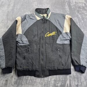 Swingster Corvette Jacket Mens M Black Grey Vintage Colorblock Racing Bomber